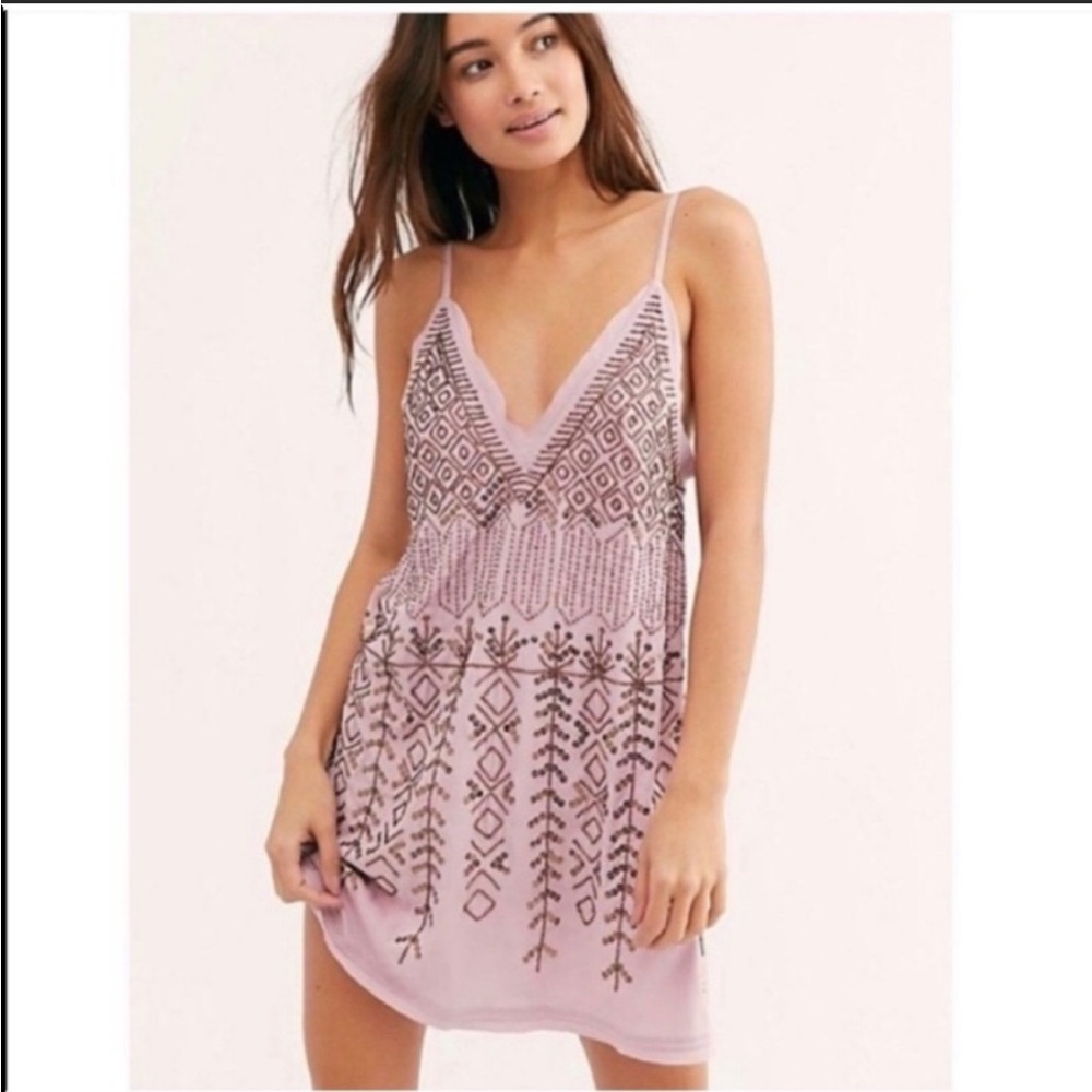 Free People Arizona Nights Embellished Slip Dress in Lilac - SOLD